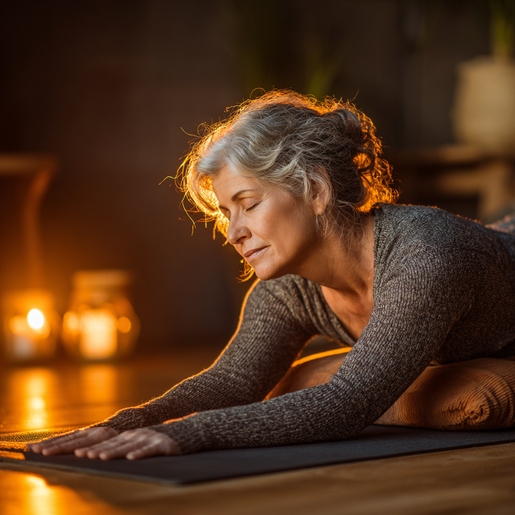 Йога практика за възрастни в спокойна обстановка